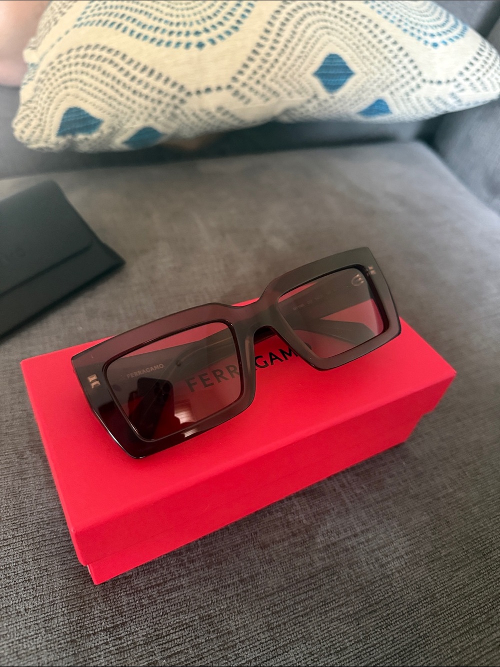 Salvatore Ferragamo Brown Rectangle Sunglasses